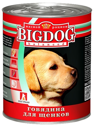 Зоогурман BIG DOG Консервы для щенков Говядина (850 г) зоомагазине gavgav-market
