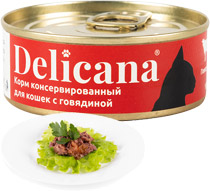 Delicana Консервированный корм с говядиной 100гр