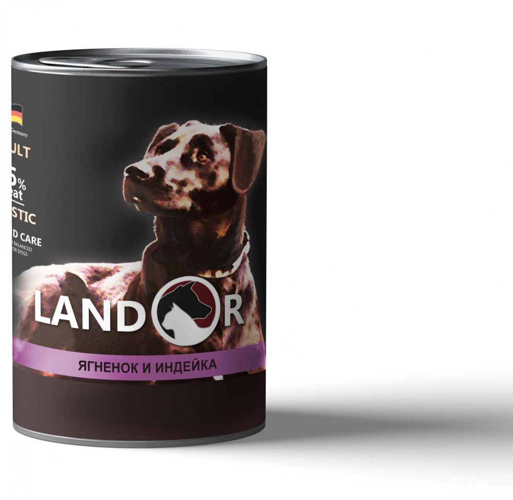 LANDOR Adult Dog Lamb and Turkey  Консерва для собак с ягненком и индейкой, 400г зоомагазине gavgav-market