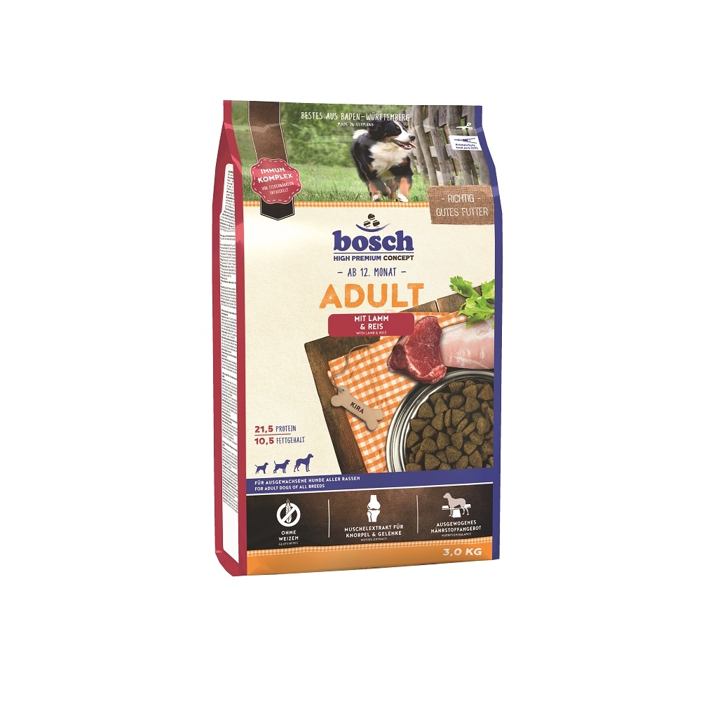 Bosch Adult with Lamb & Rice Полнорационный корм для взрослых собак с ягненком и рисом (3 кг) зоомагазине gavgav-market