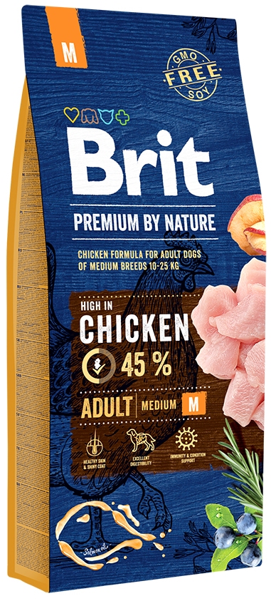 BRIT Premium by Nature Adult M Корм для взрослых собак средних пород (15 кг) зоомагазине gavgav-market