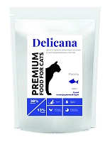 Delicana Сухой корм для стерилизованных кошек и кастрированных котов с лососем, 1,5 кг