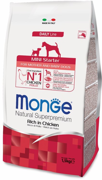 Monge Dog Daily Line Mini Starter Корм для щенков мелких пород с двух недель, беременных и кормящих собак (1,5 кг) зоомагазине gavgav-market