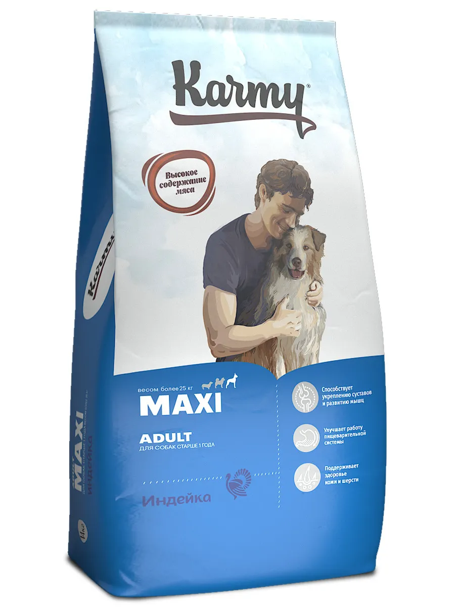 Karmy Maxi Adult сухой корм для собак крупных пород старше 1 года Индейка 14 кг зоомагазине gavgav-market