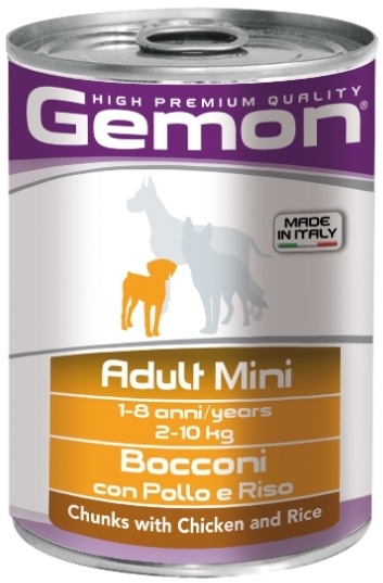 Gemon Dog Adult Mini Bocconi con Pollo e Riso Консервы для собак мелких пород с кусочками курицы и рисом (415 г) зоомагазине gavgav-market