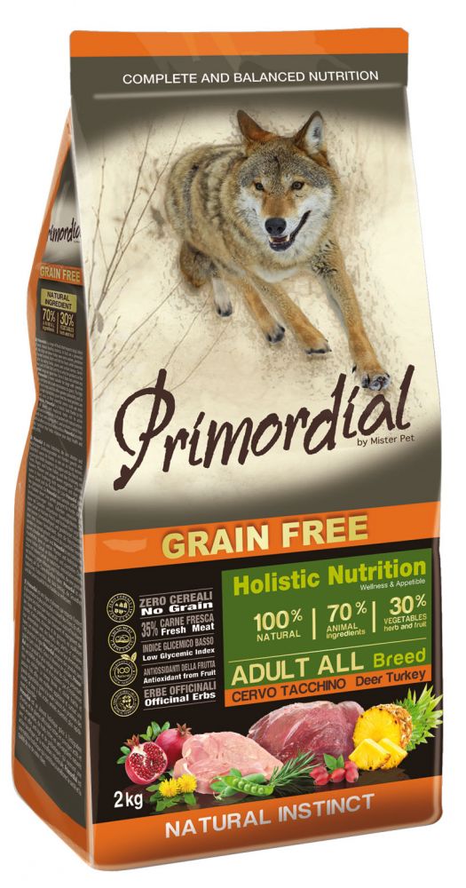 Primordial Grain Free Сухой корм для собак всех пород, с олениной и индейкой 2 кг зоомагазине gavgav-market